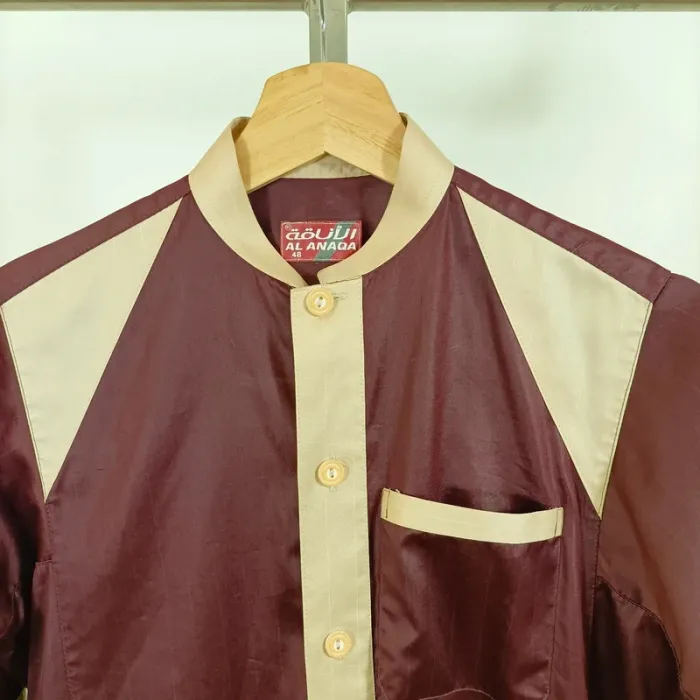 Gandoura bordeaux à détails beiges Al Anaqa - Taille 48 A1027 - photo numéro 3