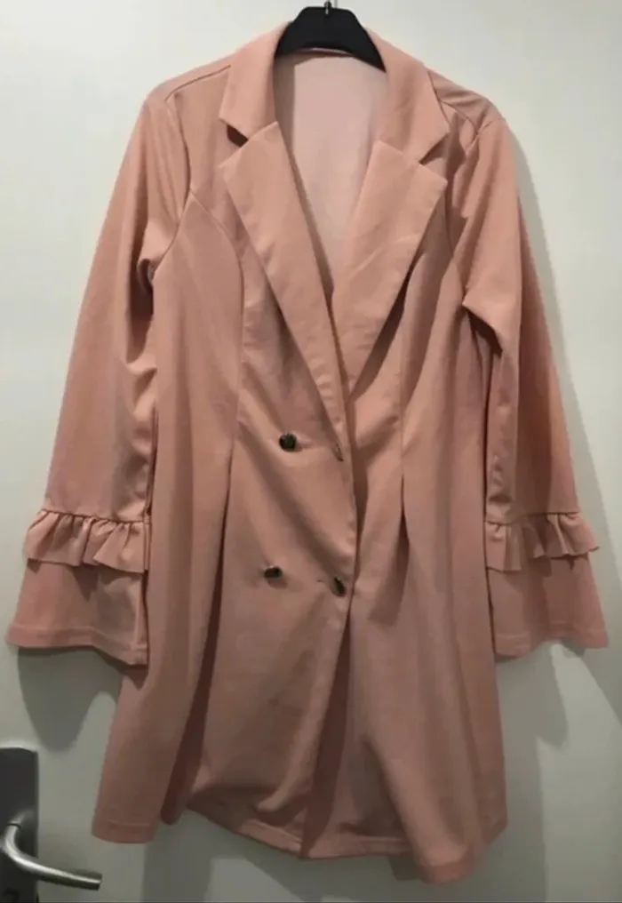 Veste blazers manches longues Shein à dentelles sur les poignets roses saumon taille L - photo numéro 2