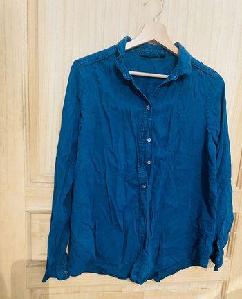 Chemisier manches longues  bleu simple basic uni taille S