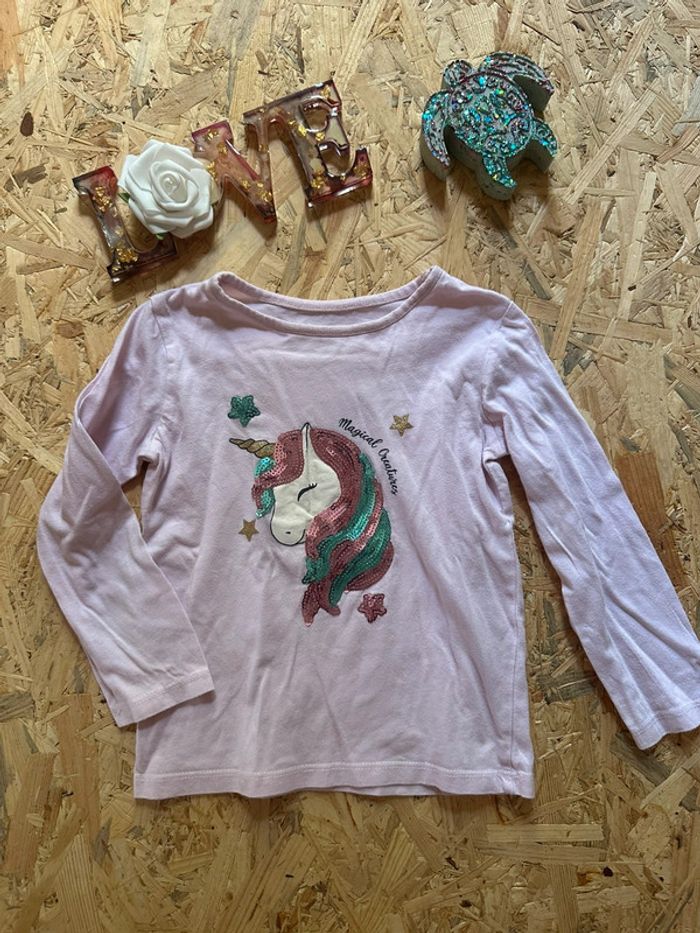 Haut rose enfant Inextenso avec licorne