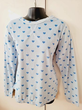 Haut de pyjama bleu ciel petits cœurs coquette taille S 36