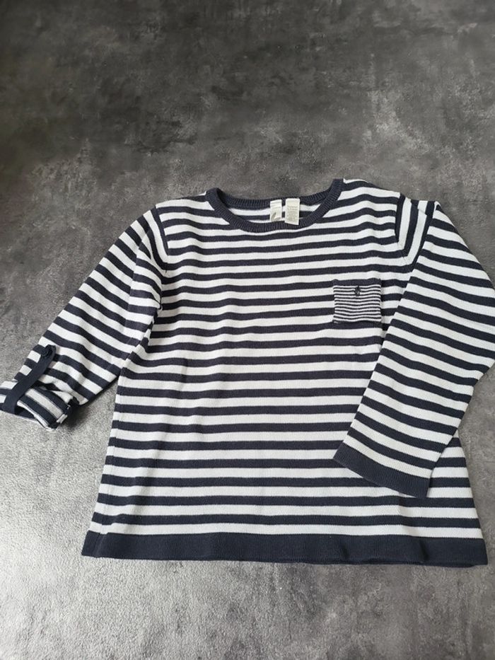 Pull fin marinière fille 5 ans okaidi très bon état - photo numéro 4