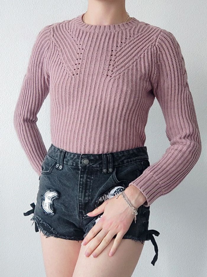 Pull maile côtelé rose parme / Kiabi - 34/XS à 36/S - photo numéro 2