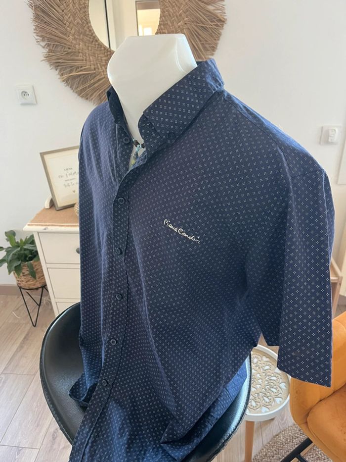 Chemise Pierre Cardin manches courtes bleu marine - Taille M - photo numéro 3