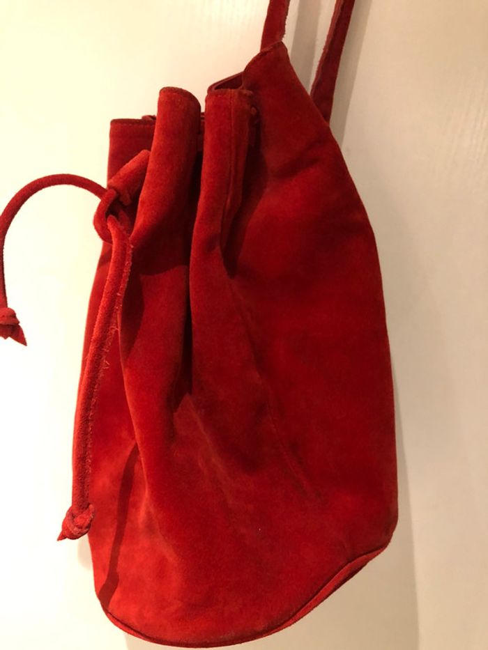 Sac rouge baluchon cuir - photo numéro 2