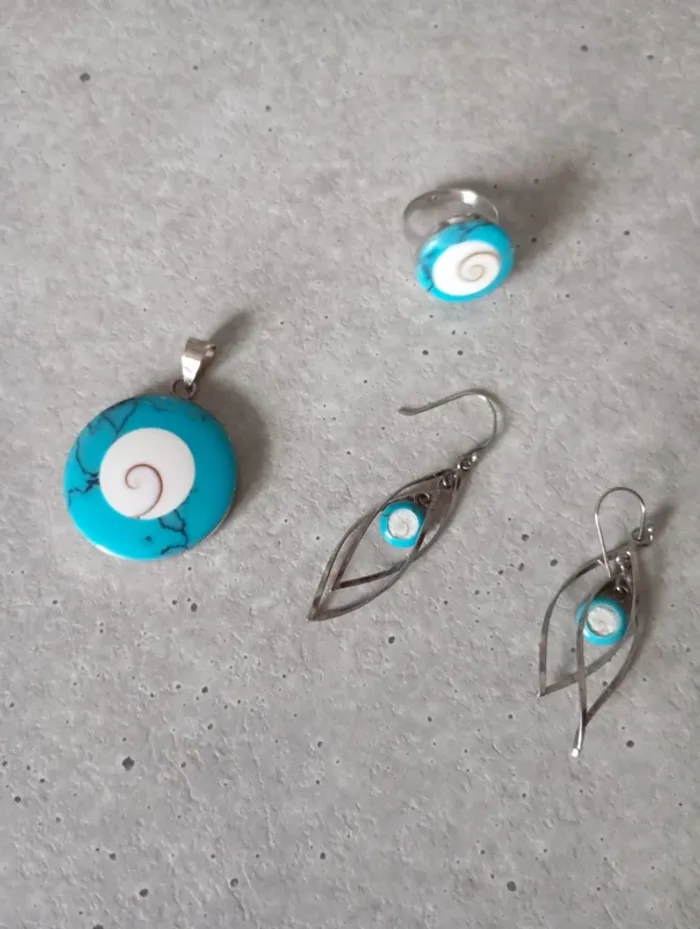 Parure bijoux bleu femme