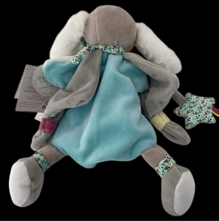 ❤️B4854 DOUDOU ET COMPAGNIE Chien Marionnette  Gris Blanc Bleu Toopi - photo numéro 2