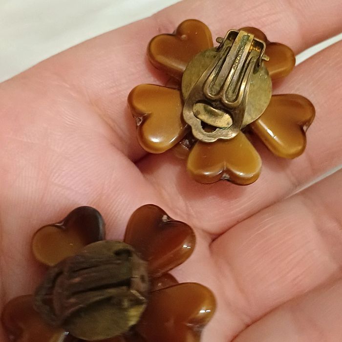 Clips d'oreilles vintage en conaline - photo numéro 6