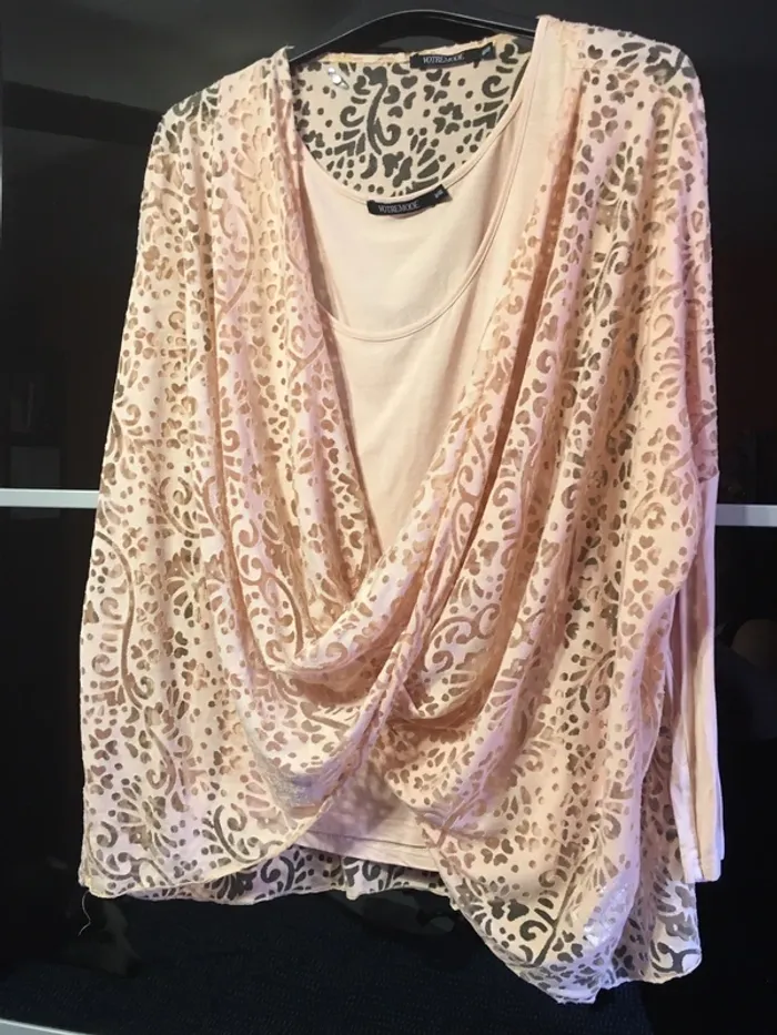 ensemble tunique débardeur pêche taille 46/48