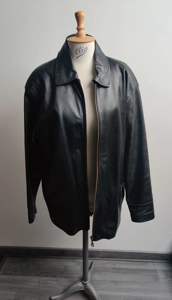 Veste noir en cuir d'agneau L