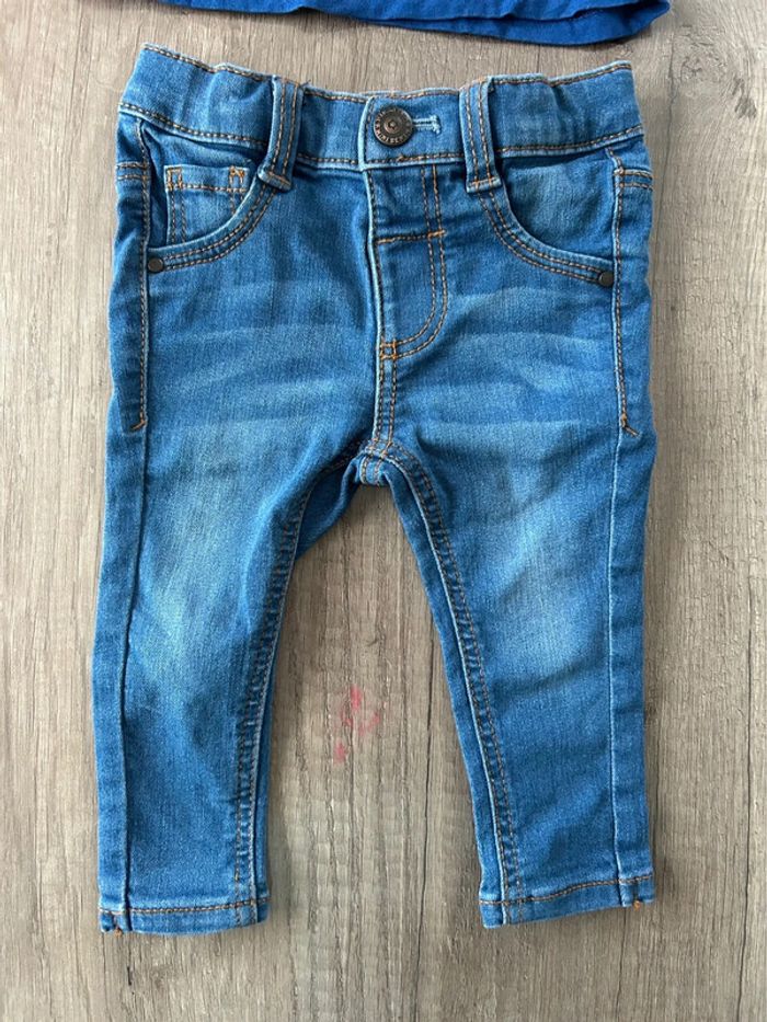 Ensemble jean t-shirt manches longues 6 mois - photo numéro 2