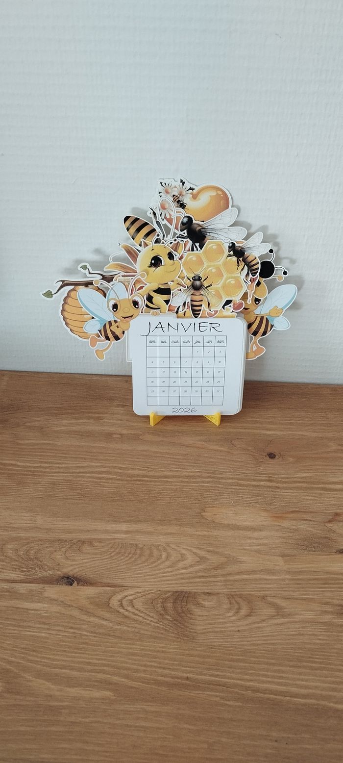 Calendrier 2026 à thème abeilles feuilles superposées détachables abr021