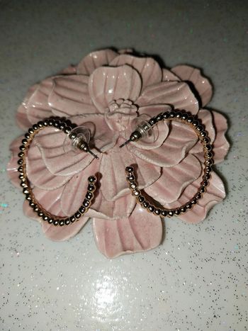 Paire de boucles d'oreilles créoles fantaisie dorées neuves