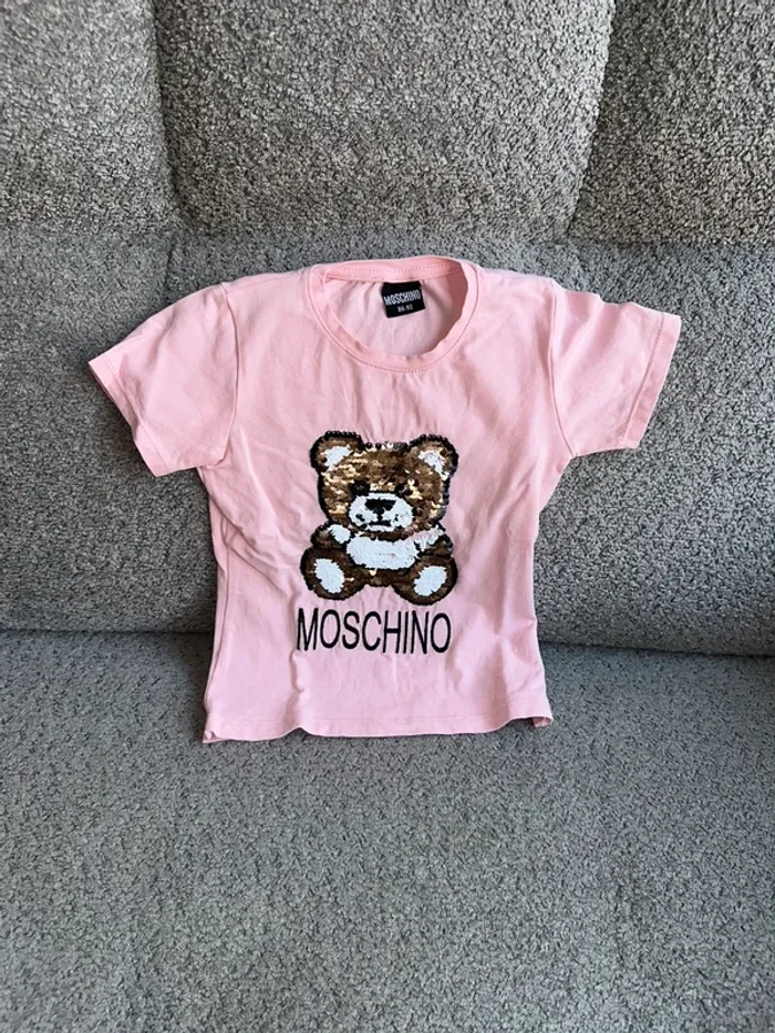 T-shirt sequins réversible rose Moschino
