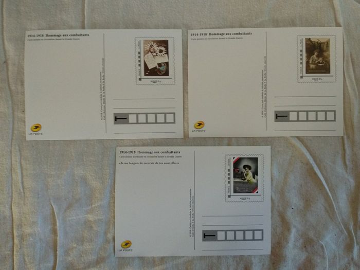 3 cartes postales avec timbre Collection La Poste Hommage aux combattants - photo numéro 2