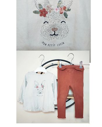 18 mois ensemble teeshirt tape a l'oeil et legging côtelée Gémo