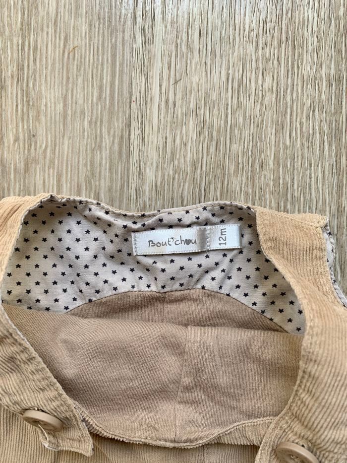 Salopette beige velours 12 mois - photo numéro 3