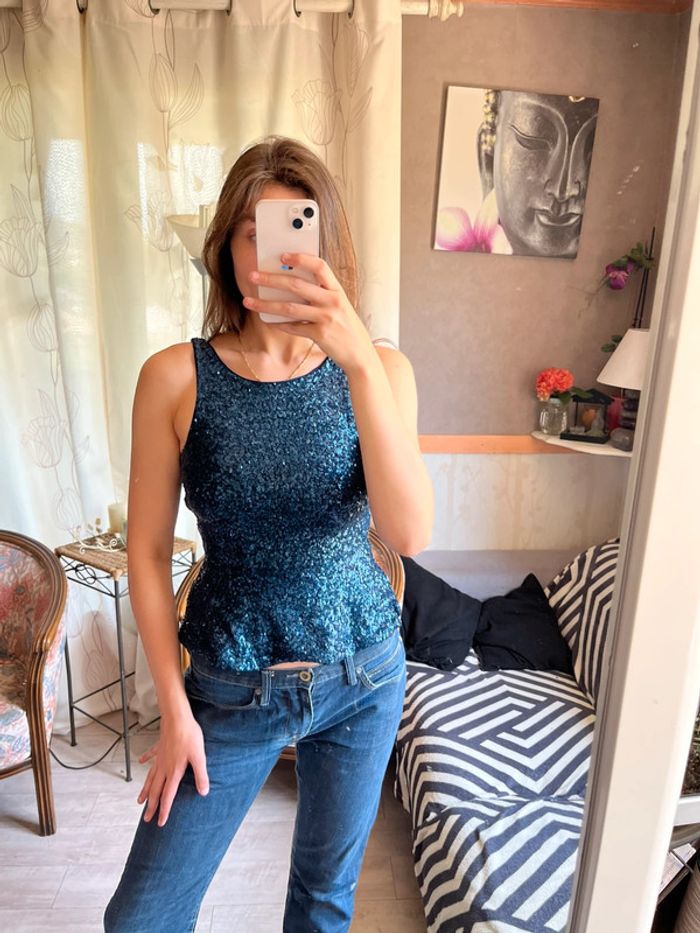 Top débardeur sequins Ibiza Summer vintage