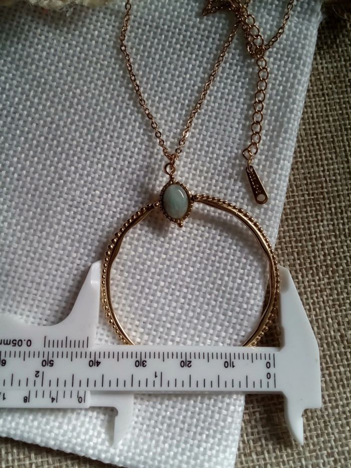 Collier bohème anneau et pierre d'amazonite - photo numéro 5