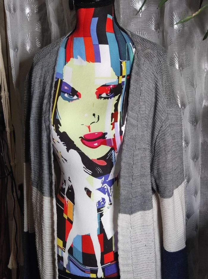 Gilet maille tricolore