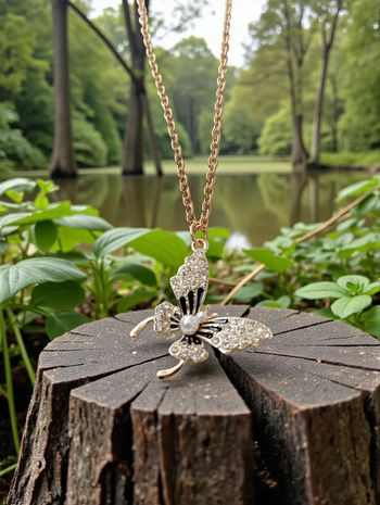Collier Papillon Doré – Perle Nacrée & Strass