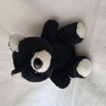 Doudou peluche ours ouson blanc et noir Blancheporte Hauteur 15 cm Vintage 90's