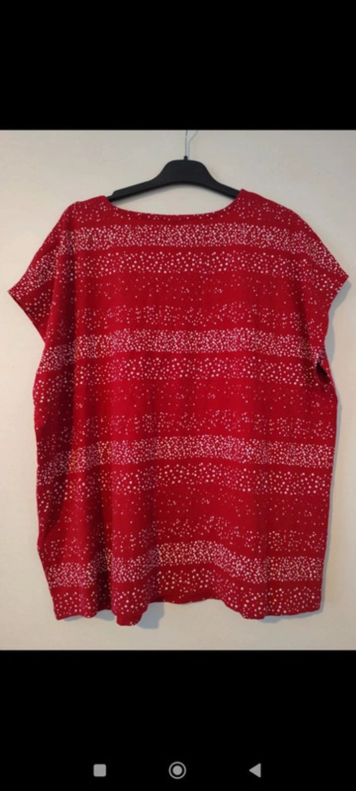 Blouse bordeau/rouge à points blancs taille 52 - photo numéro 3
