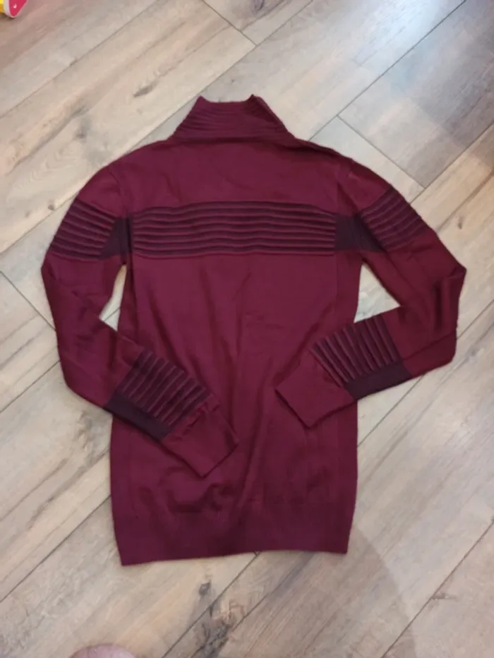 Pull bordeaux et noir homme manches longues XXL - photo numéro 5