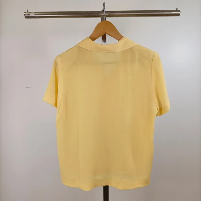 Chemise fluide jaune pâle manches courtes col tailleur taille M A1448 - photo numéro 7