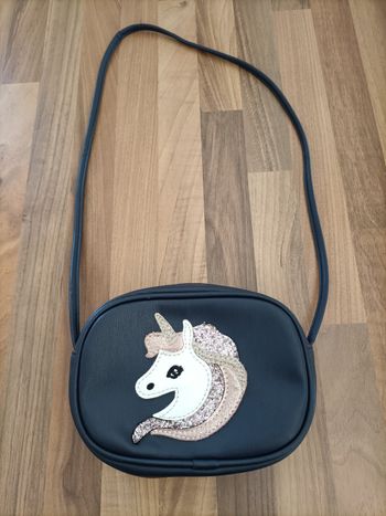 Jolie petit sac à main noir motif licorne