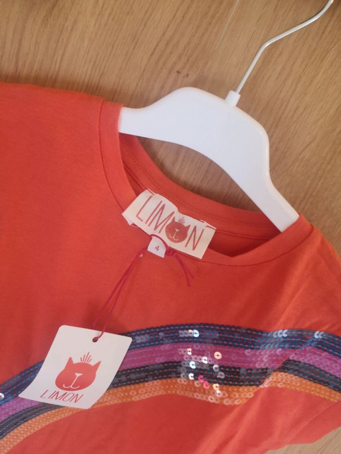 T-shirt orange à strass coloré Limon 4 ans - photo numéro 4