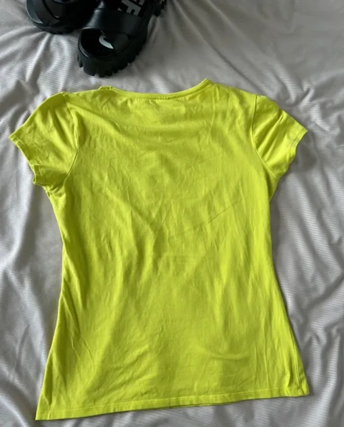 Tee shirt Zara vert anise strass taille L - photo numéro 3
