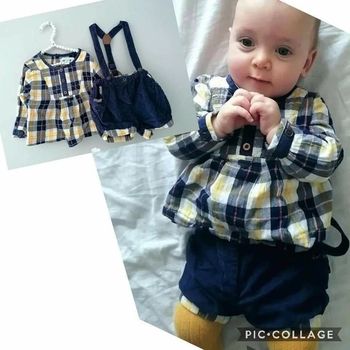 6 mois bébé fille ensemble Vertbaudet short a bretelles et blouse ( uniquement)