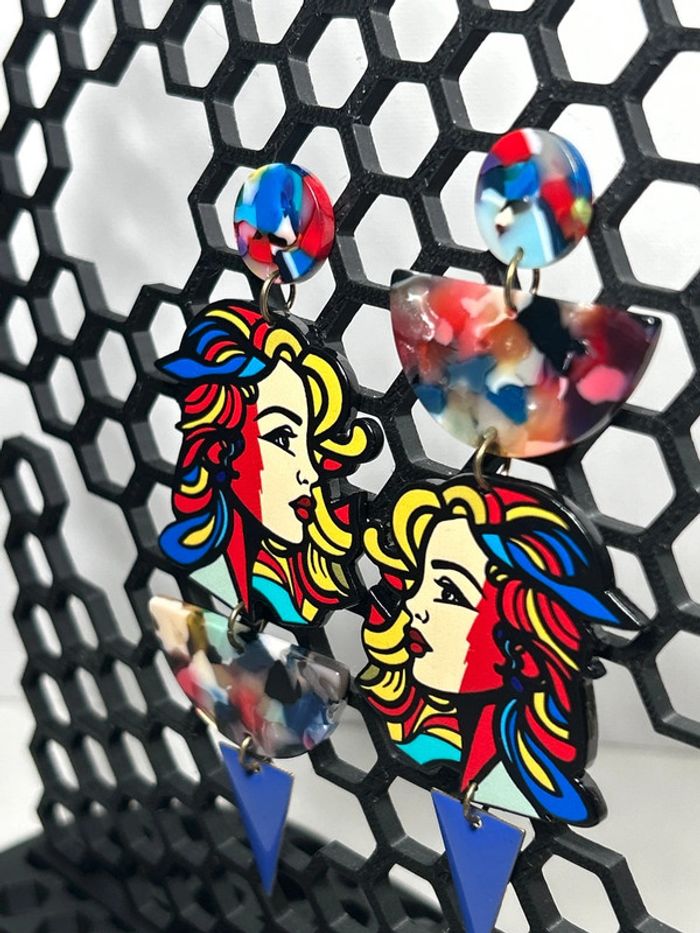 Longues boucles d’oreilles - Honneur au PopArt - photo numéro 4
