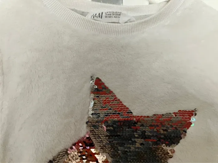 Pull hiver blanc chaud avec sequins étoile fille 5 ans H&M - photo numéro 4