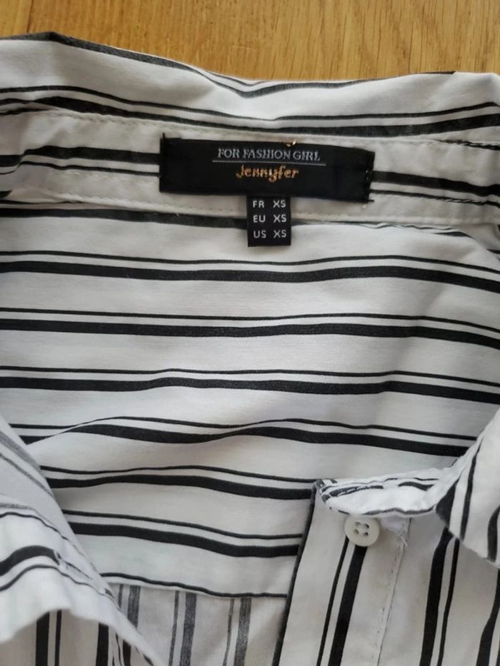 Chemise chemisier rayé noir et blanc Jennyfer XS stretch - photo numéro 2