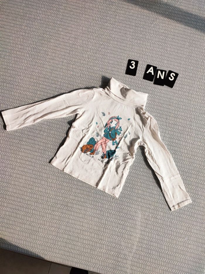 T-shirt sous-pull col roulé fille - Inextenso - 3 ans