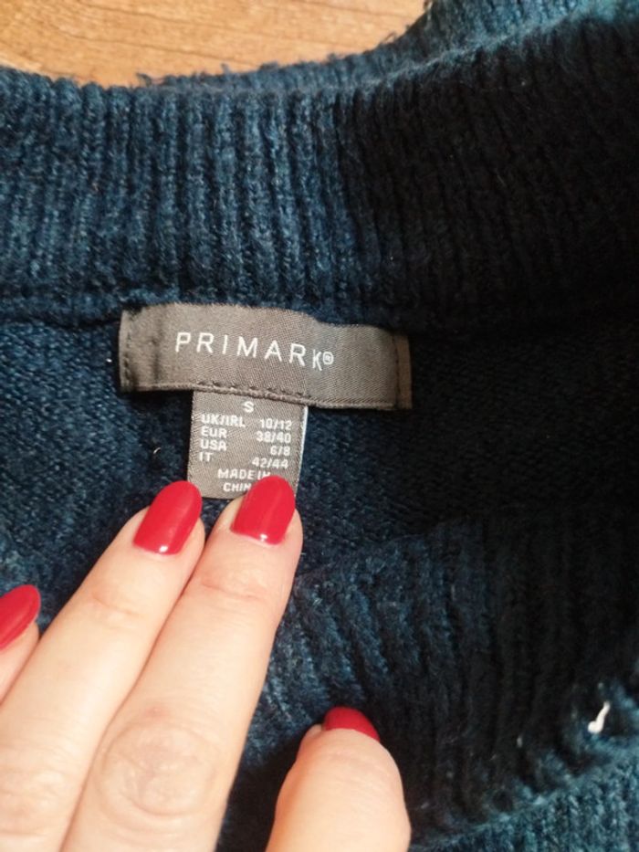 Pull oversize bleu en mailles et strass 38/40 - photo numéro 3