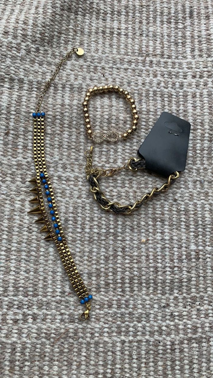 Lot de trois bracelet dorée femme idée cadeau