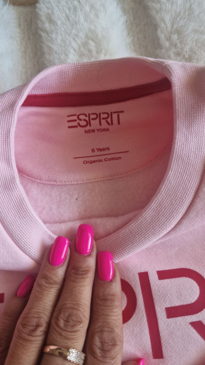 Sweat-shirt ras du cou et manches longues pour fille, rose, avec logo ESPRIT - photo numéro 5