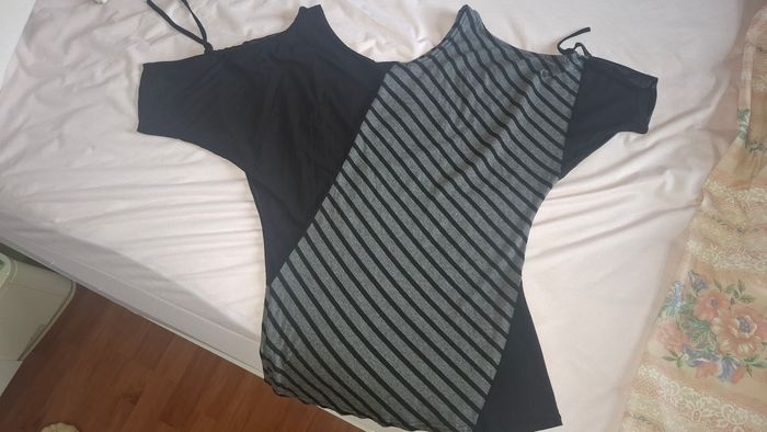 T-shirt fantaisie noire et gris - photo numéro 2