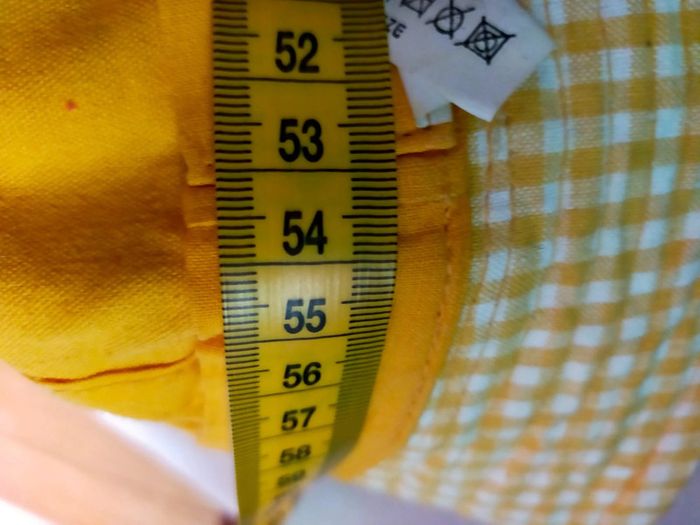 Bob jaune à carreaux vichy et nœud – 53 cm – 100 % coton - photo numéro 6