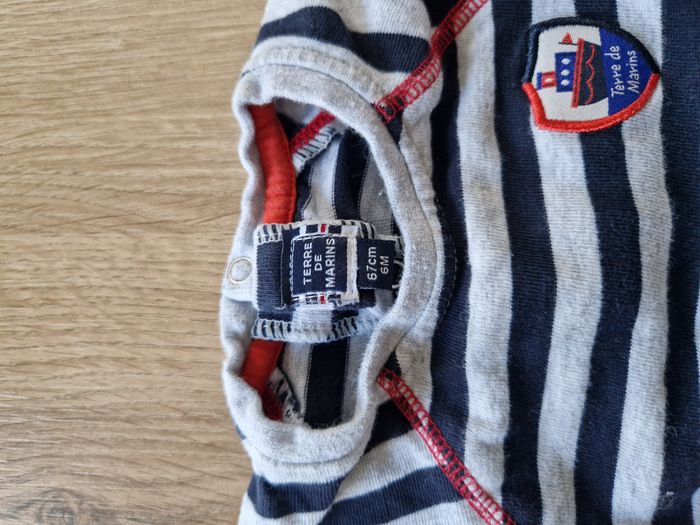 ENSEMBLE 2 Pièces Marin Terre de Marins - Pull Rayé & Pantalon Velours Côtelé - 6 mois - photo numéro 2