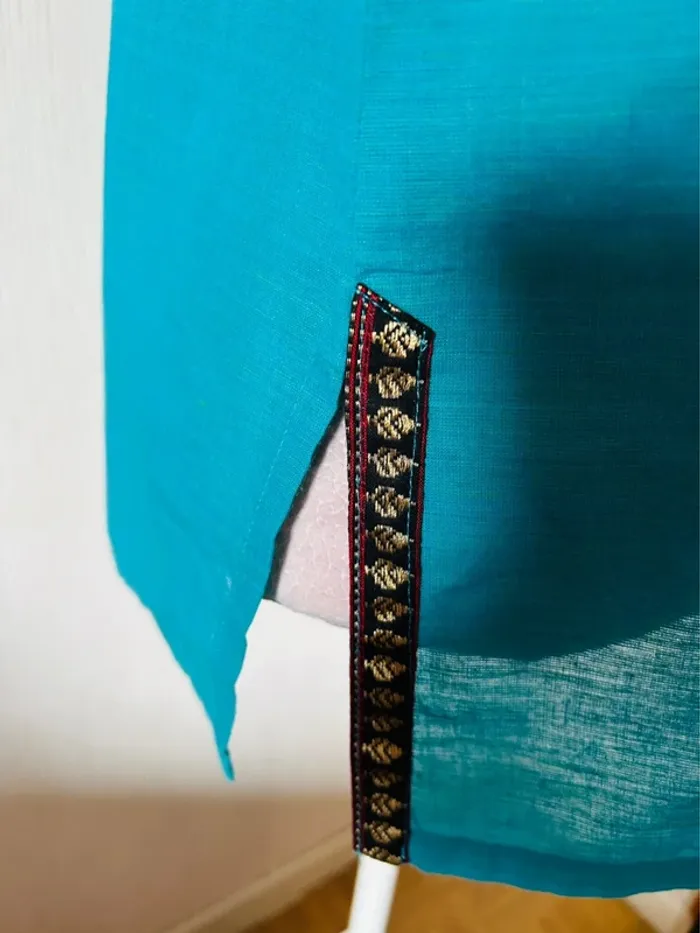 🩵🦋Blouse artisanale T.36 indienne bohème chic ethnique Bohemian Pondicherry cotton blouse🦋🩵 - photo numéro 15