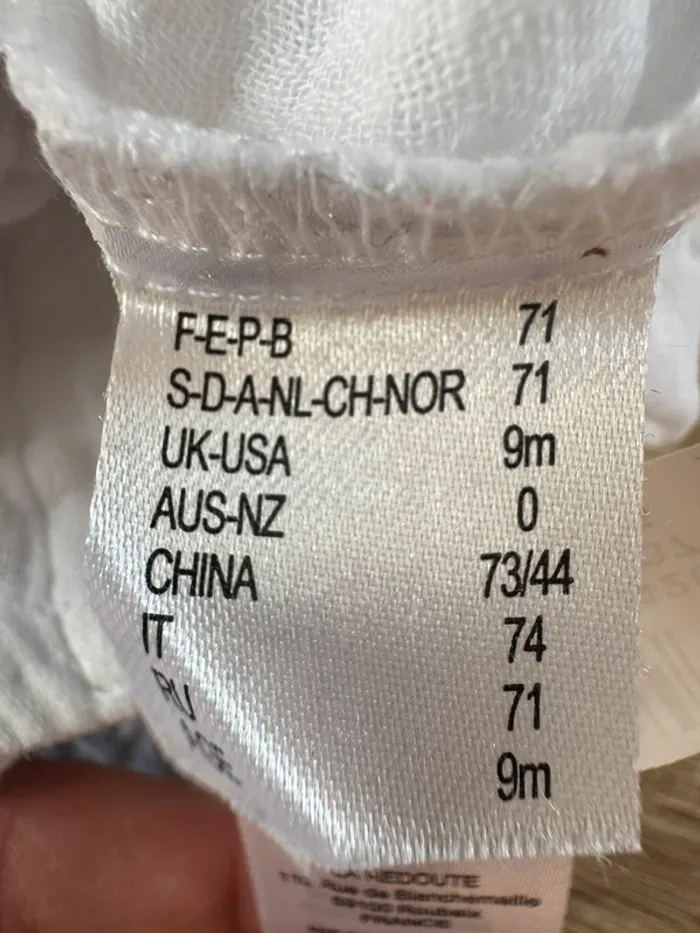 Combinaison blanche avec dentelle La Redoute 9 mois Neuf - photo numéro 6
