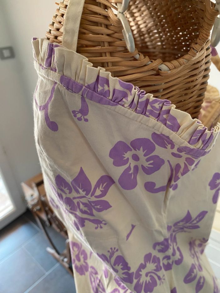 Robe courte style hawaïen crème avec fleurs violettes MWR taille 38 - photo numéro 5