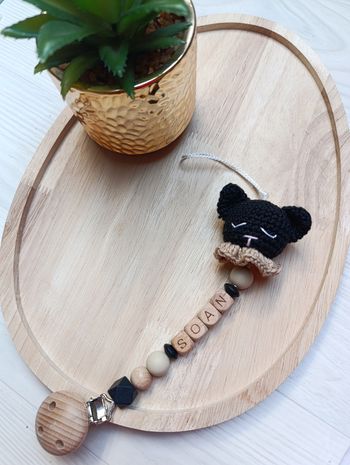 Attache tétine crochet chat