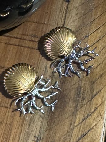 Paire de boucles d’oreilles coquillage de la mer acier inoxydable or et argent mile Mila