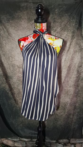 Top dos nu licou rayures marine Zara