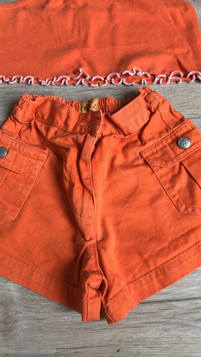 Ensemble short + tee-shirt 24 mois Vinyl Fraise - photo numéro 2